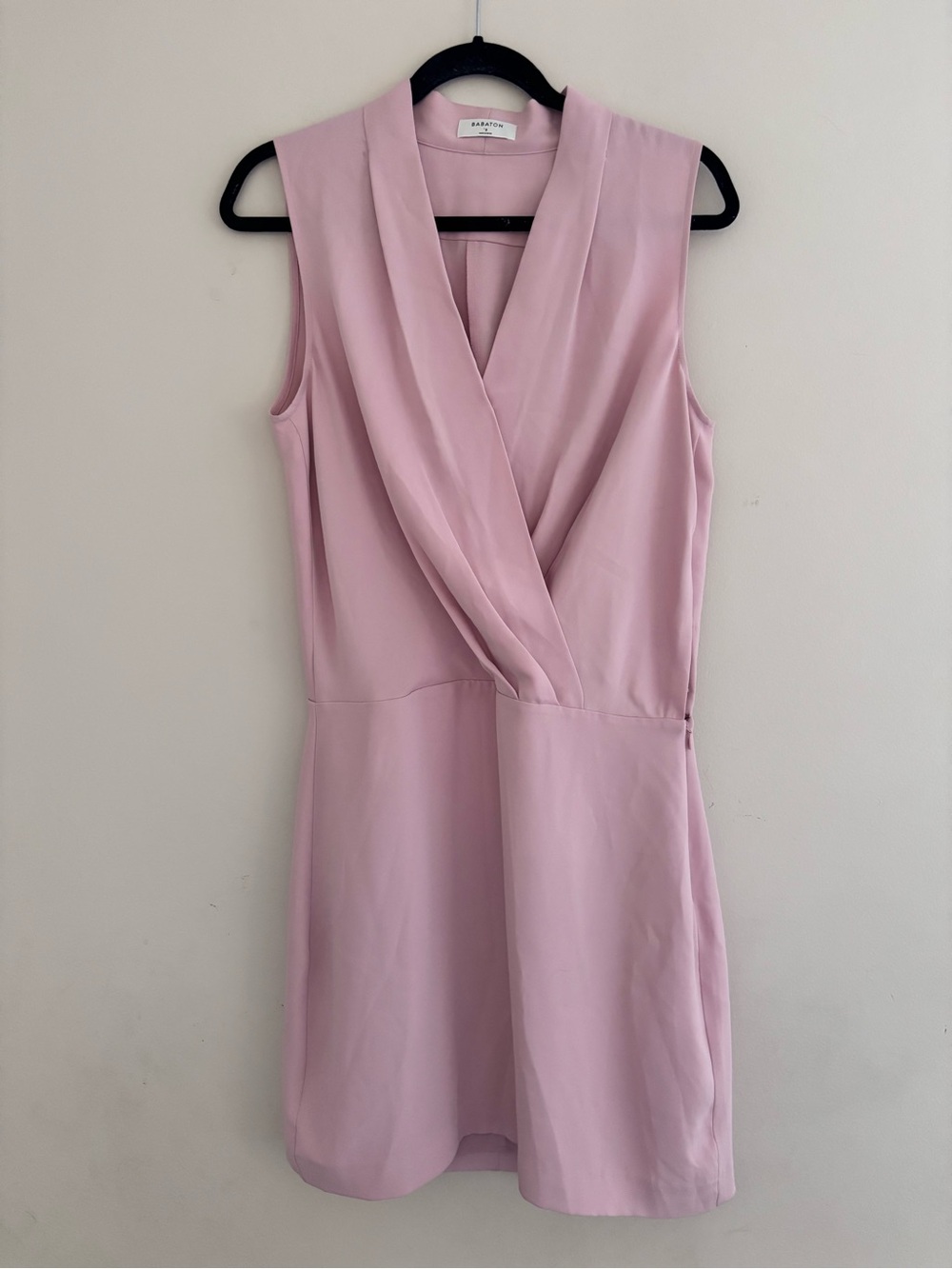 Babaton Sleeveless Pink Wrap-Front Dress